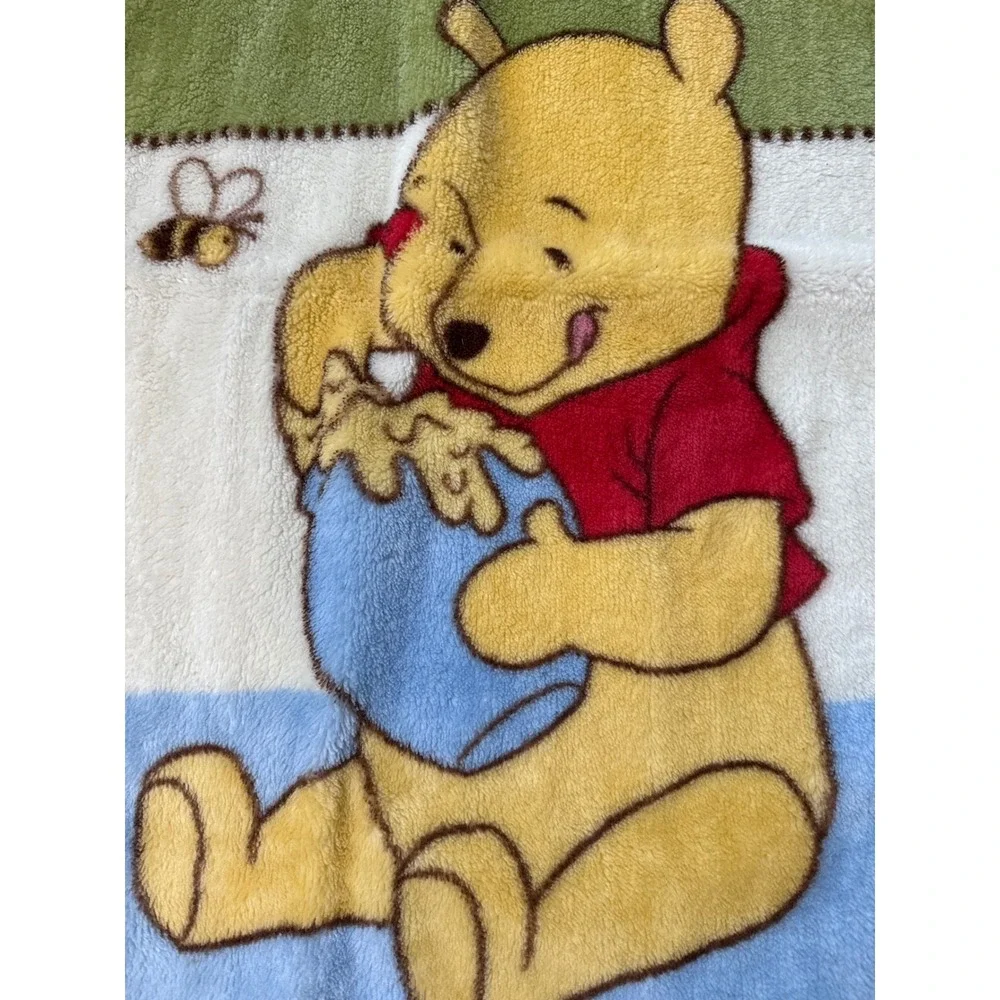 Disney Winnie the Pooh‎ Piglet Plush Fleece Throw Blanket Blue Green 44x28